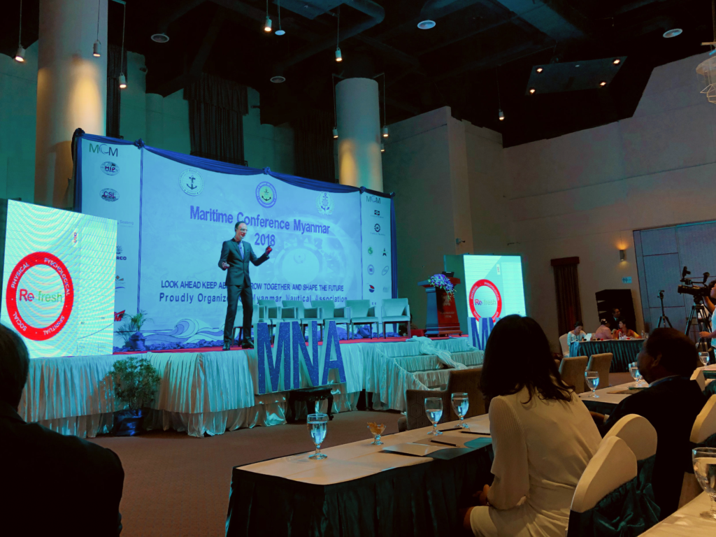 President Adrian Stray Presenting Refresh at the Maritime Conference Myanmar (Yangon, 2018)